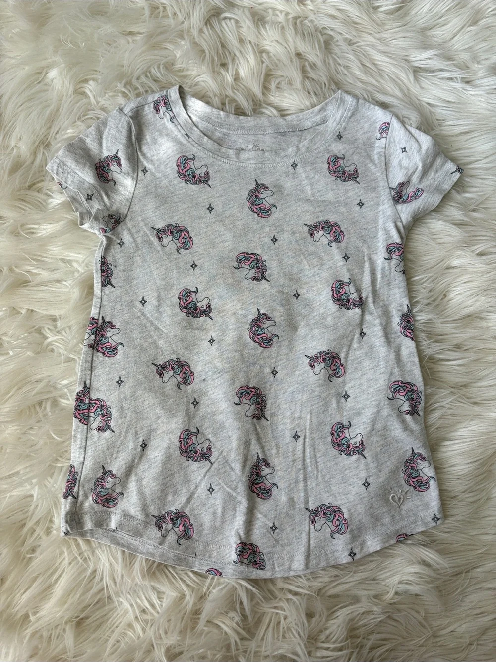 Justice Gray Tee with Pink & Blue Unicorns